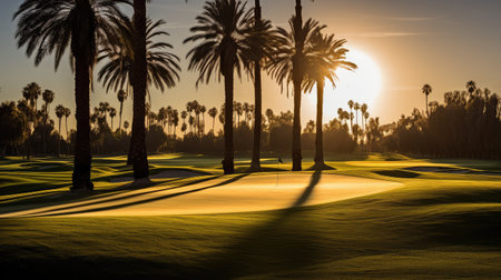 trees bright sun golf courseの素材