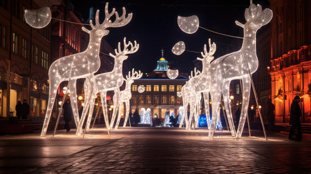 city reindeer lightsの素材