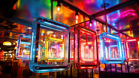 colorful retro light frameの素材