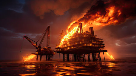 captures oil rig fireの素材