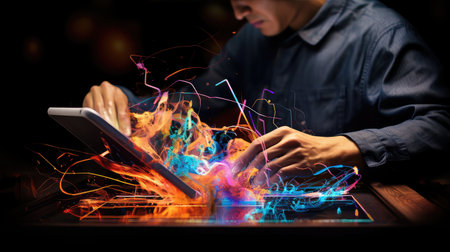 tablet information technology artの素材