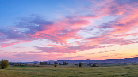 landscape yellow pink skyの素材