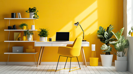 modern yellow workspaceの素材
