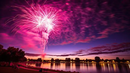 fireworks dark purple skyの素材