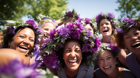 festival flower wreath purpleの素材