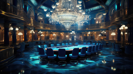 panoramic blue casino backgroundの素材