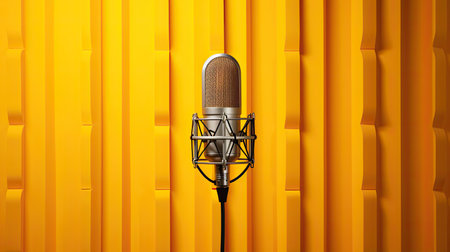 studio microphone yellowの素材