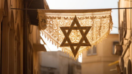 golden star of david bannerの素材