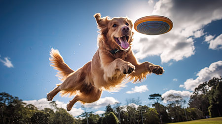 focus golden retriever jumpの素材