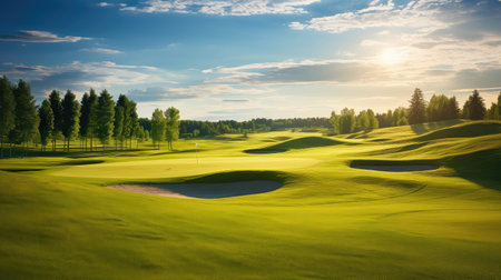 lush sunny golf courseの素材