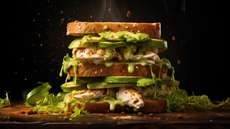 creamy sandwich dark backgroundの素材