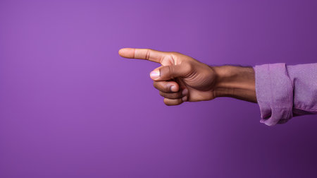 index person pointing purple backgroundの素材