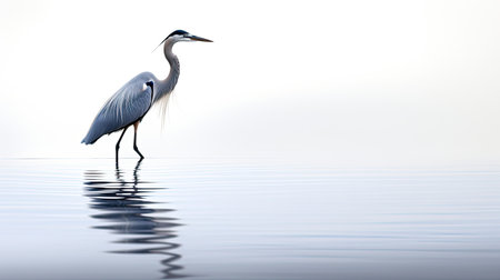 shallow blue heron white backgroundの素材