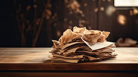 rough brown crumpled paperの素材