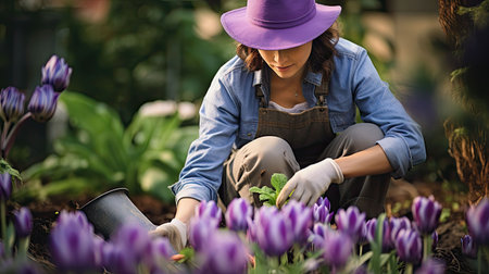 woman tulip purpleの素材
