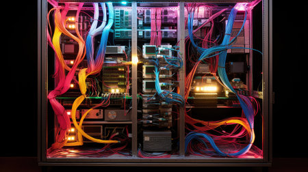 cables silver back of computerの素材