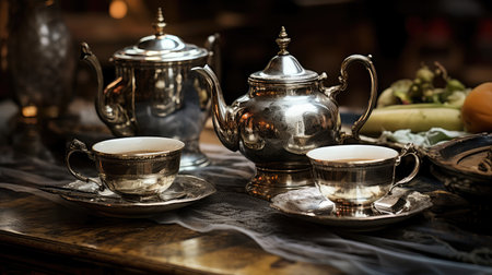 saucers silver tea setの素材