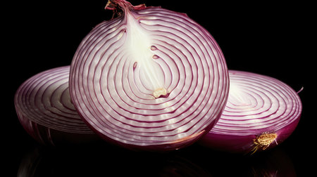 sliced vegetable onion isolatedの素材
