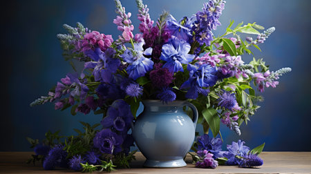 vibrant blue purple flowersの素材