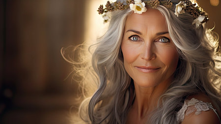 mature pretty grey haired womanの素材