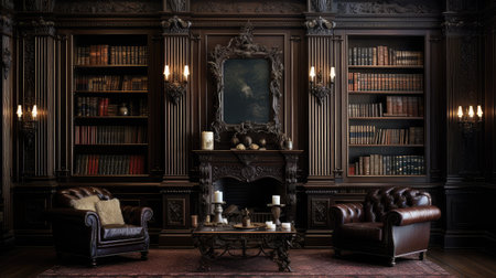 library dark wood panelの素材