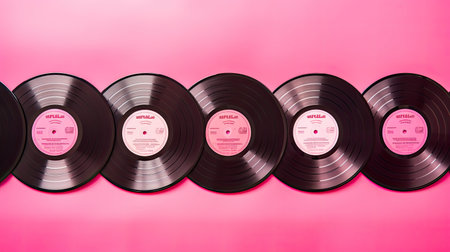records pink solid backgroundの素材