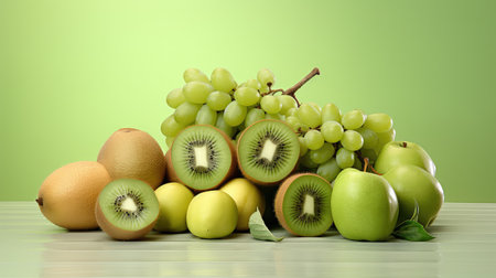 kiwi fruit on pastel backgroundの素材