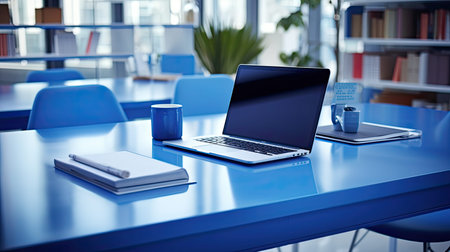 sleek blue wooden tableの素材