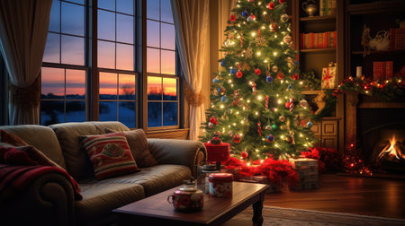 holiday home with lights onの素材