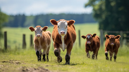 grazing pasture cow farmの素材