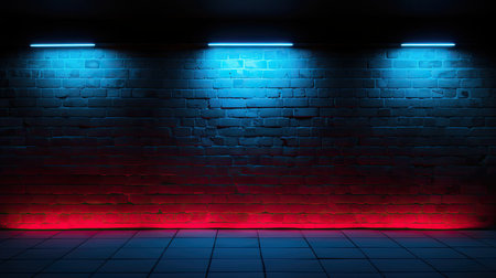 vibrant brick wall neon lightの素材