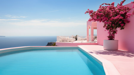 ocean swimming pool pinkの素材