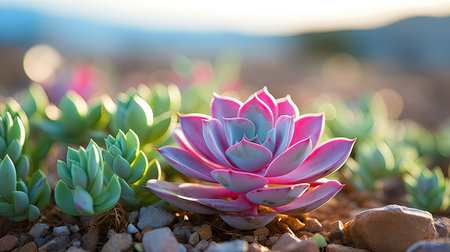 succulent green and pinkの素材