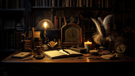 lit desk dark roomの素材