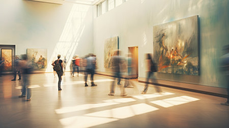 viewers blurred interior exterior paintingの素材