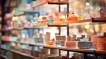 vibrant blurred shop interiorの素材