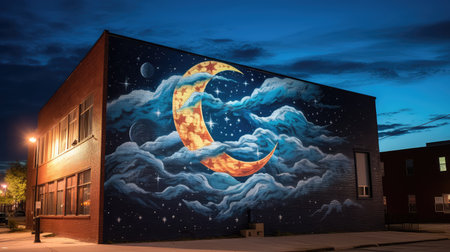 celestial moon and stars drawingの素材