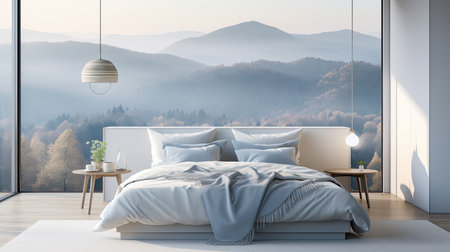 window blurred mountain interior designの素材