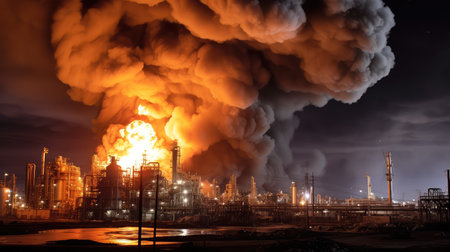 fireball oil refinery explosionの素材