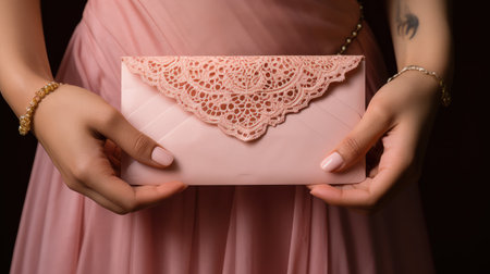 hands pink envelopeの素材