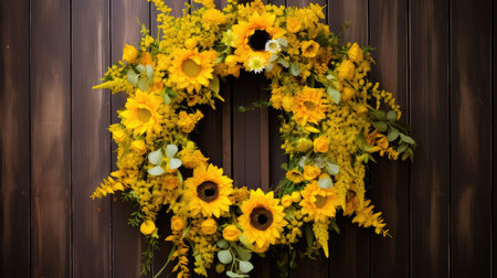 rustic yellow flower wreathの素材