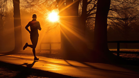 exercise running in sunの素材