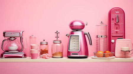 mixer pink background kitchenwareの素材