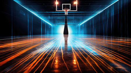 streaking basketball court lightsの素材