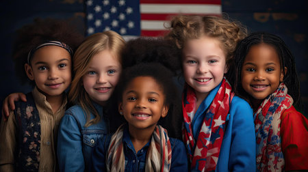 young american flag blue In the second photographの素材