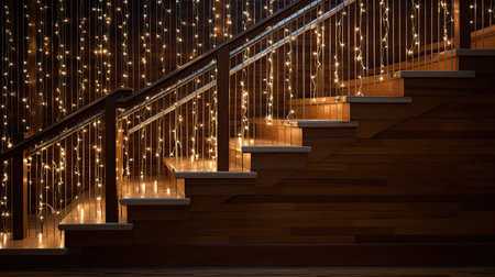 beauty christmas lights on woodの素材