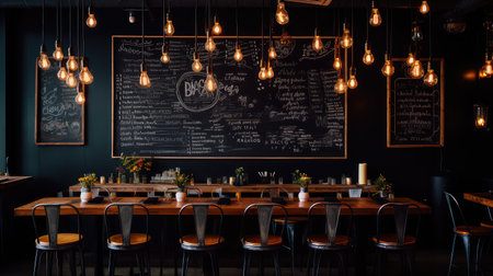 restaurant string lights chalkboardの素材