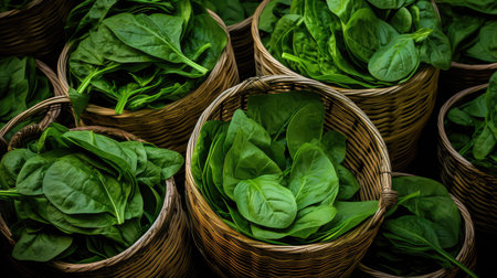 vibrant fresh spinach greenの素材