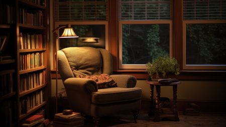 nook window light in dark roomの素材