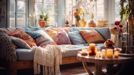 living blurred boho home interiorの素材